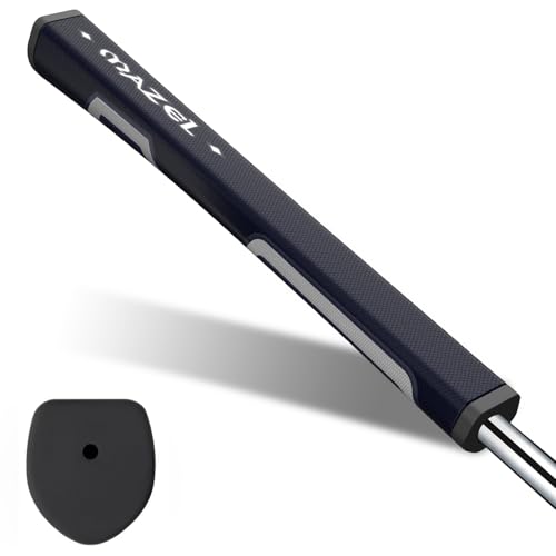 MAZEL (マゼル) ゴルフパターグリップ 滑り止め 超軽量 快適 ゴルフパター用グリップ (スタンダード(2.0), ネイビーブルー(Vシェープ))
