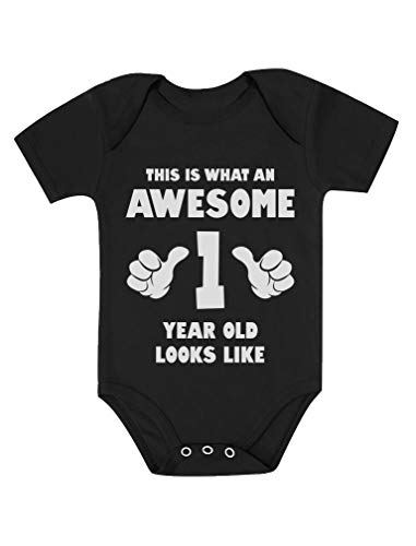 pre-order: first birthday bodysuit dress product info and reviews Tstars Awesome 1 Year Old Baby Boy Girl 1st Black Newborn Color:Dark Cherry Red
