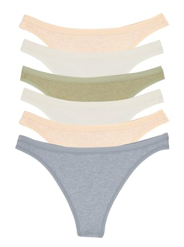 Image of Felina Women's Organic Cotton Thong Underwear, 6-Pack