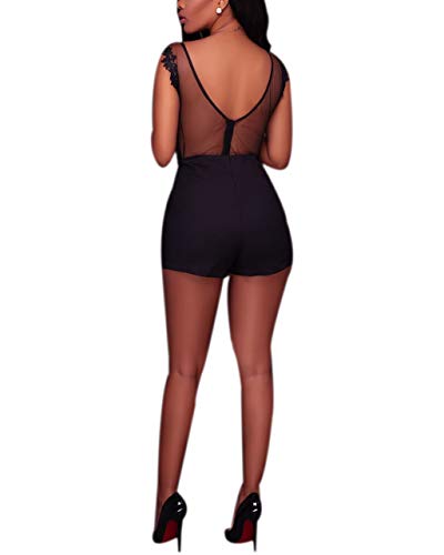 RARITYUS Women Sexy Lace Bodysuit Jumpsuit See Through Mesh Sleeveless/Long Sleeve Tops Swimsuit for Party Outfit4