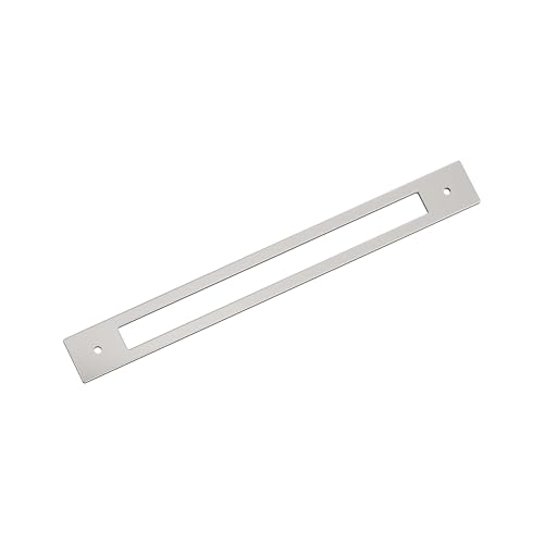 Image of Amerock Medora 10-1 /16 inch Polished Nickel Backplate | Decorative zinc cabinet hardware backplate designed to complement knobs and pulls while protecting cabinet surfaces