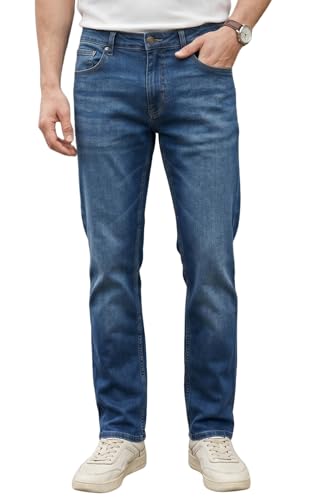Image of Louis Philippe Men's Slim Fit Stretch Fabric for Comfort Premium wash Aesthetic Authentic Twill and Durable Jeans
