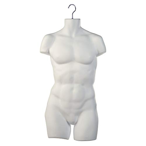 Only Hangers Male Torso Plastic Hanging Mannequin Body Form White - Pack of (1)