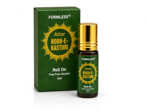 Image of Formless Kasturi Gold 3ml Attar Unisex - Premium Musk Fragrance Oil, Long Lasting Alcohol-Free Perfume, Rich Warm Sensual Scent, Pocket Size Roll-On, Travel Friendly Daily Wear & Special Occasions