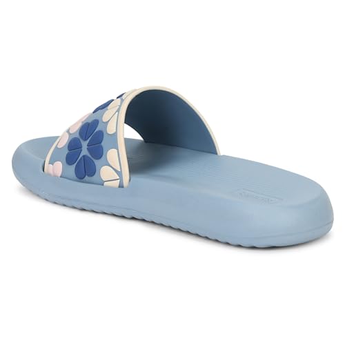 Image of Aqualite Women's Slides Slippers | Slip-On Flat Base Flipflop for Women | Anti-Skid Sole, Lightweight Comfort for Daily Home & Outdoor Wear | Casual Ladies Sandal