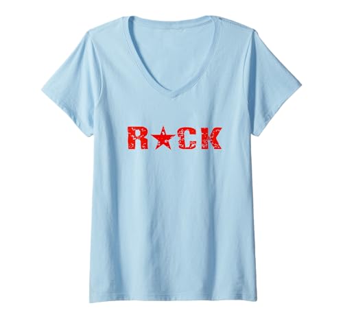 Femme Conception Red Rock Star T-Shirt avec Col en V