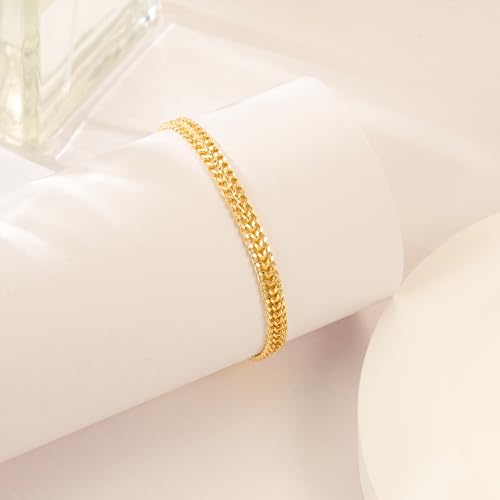 Gold Bracelets for Women Non Tarnish Gold Bracelets for Men Classical 4.6mm Wide Mesh Chain Gold Chain Bracelet Jewelry Presents for Women (6.5/7/7.5/8/9in)3