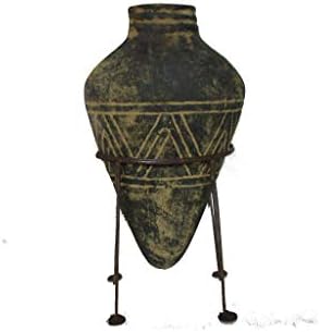 TERRACOTTA VASE BOTICHE DESIGN WITH IRON BASE H 33 CM