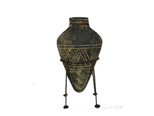 TERRACOTTA VASE BOTICHE DESIGN WITH IRON BASE H 33 CM