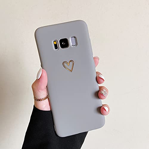 DEFBSC Coque pour Samsung Galaxy S8 Mode Mignon Forme de Coeur en Silicone Coque Antichoc Souple TPU Back Cover Housse de Protection avec Motif Coeur pour Samsung Galaxy S8 - Gray Cover