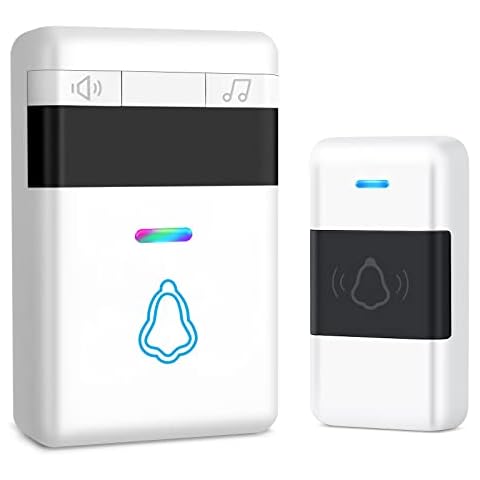 Door Bell, Wireless Doorbell Cordless with 5 Level Volume & Mute Mode, 58 Tunes & Colorful LED Flash, 300M Range, IP55 Waterproof Door Bells Cordless Battery Operated Cover