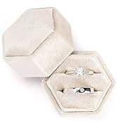 Velvet Jewelry Ring Box, Etercycle Hexagon Premium Gorgeous Vintage Double Ring Gift Box with Det...