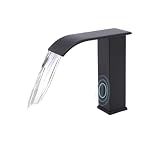 Rubinetto per bagno con sensore a infrarossi, rubinetto automatico da bagno, senza contatto, miscelatore per lavabo a induzione, rubinetto con sensore, altezza erogatore 145 mm (nero)