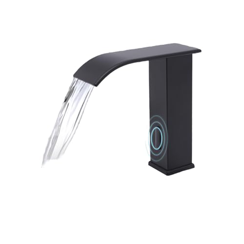 Grifo de baño con sensor infrarrojo automático, grifo de baño sin contacto, mezclador de lavabo de inducción, grifo de lavabo con sensor, altura de caño 145 mm (negro)