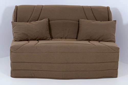Hévéa Sélection Housse BZ 140x190 matelassée Marron Taupe XL (pour Matelas de 14 à 15 cm)