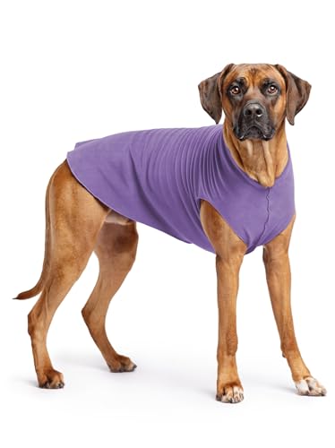 Image of Goldpaw Stretch Fleece Dog Sweater - with Spandex for 4-Way Stretch - Soft, Comfortable Dog Coat - Machine Washable - Made in the USA - Lavender - Size 26
