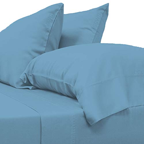 Image of 100% Cotton 1PC Duvet /Quilt Cover Hidden Zipper Closure 600TC Ultra Soft Durable for Single Size Bed(Light Blue)