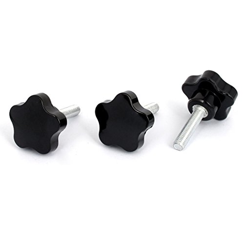 Aexit 40mm Star Pressure Washer Parts & Accessories Head M8x35mm Male Thread Screw on Clamping Knob Grip Nozzles Black 3pcs