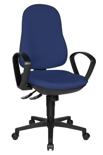 Topstar Support SY Bürostuhl, Schreibtischstuhl, inkl. Armlehnen B2(B), Bezugsstoff blau, 55 x 58 x 113 cm