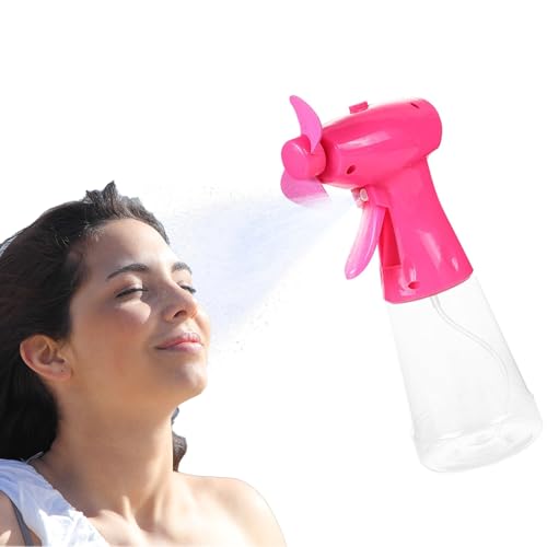 CUVZORA Ventilateur à brumisateur Manuel,Ventilateur de brumisation d'eau avec bouteille d' de 220 ml, portable à jet d',Pour les vacances,les sports de plage