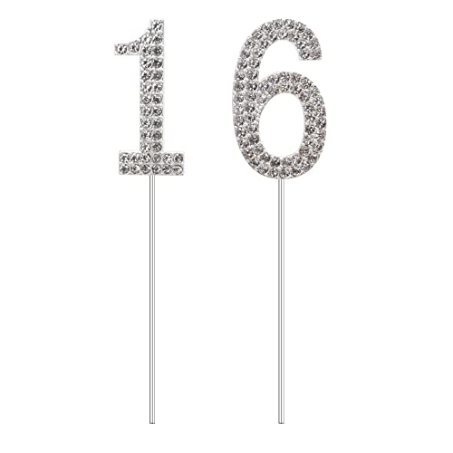 Decoración para magdalenas número 16, número de cumpleaños, número de cumpleaños, 16 magdalenas de cumpleaños, decoración para tartas de 16 cumpleaños, decoración para fiestas de cumpleaños Cover