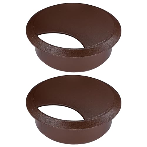 cyclingcolors 2X Passe câble Bureau Table Fil diamètre 68mm encastrable Cordon Prise Ordinateur écran Accessoire ameublement (Marron foncé)