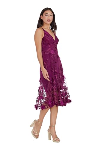 Image of Dress The Population Womens Audrey Spaghetti Strap Midi A-line 3D Floral Dress