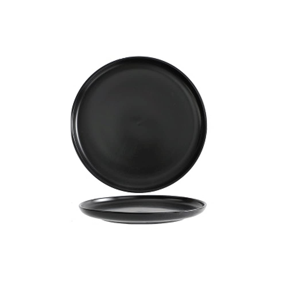 Platos Llanos, 1 Plato Llano de cerámica Creativo para el hogar, Varios tamaños, Apto para Todo Tipo de Comidas, hostelería, bufé，Black A