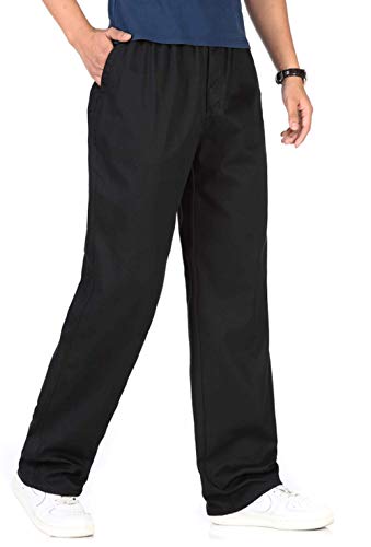 Men’s Relaxed Fit Fleece Lined Elastic Waist Drawstring Straight Leg Warm Pant