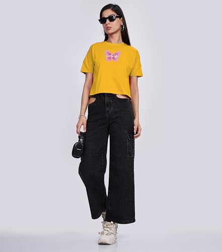 Image of SHODOX Women's 100% Cotton Regular Fit Printed Half Sleeve T Shirt Casual Summer Wear Soft Breathable Top Daily Comfort Style