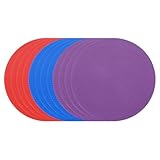 PATIKIL Spot Markers 4 Inch, 12 Pcs Non-Slip Floor Dots Agility Markers Flat Field Cones Poly Dots for Gym PE Speed Training Dance Soccer Basketball Sports, Red/Blue/Purple