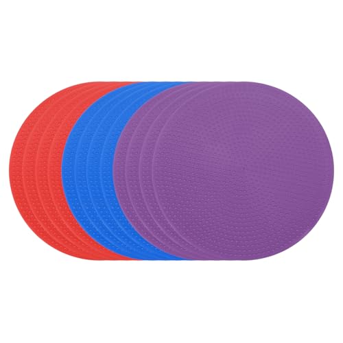 PATIKIL Spot Markers 4 Inch, 12 Pcs Non-Slip Floor Dots Agility Markers Flat Field Cones Poly Dots for Gym PE Speed Training Dance Soccer Basketball Sports, Red/Blue/Purple