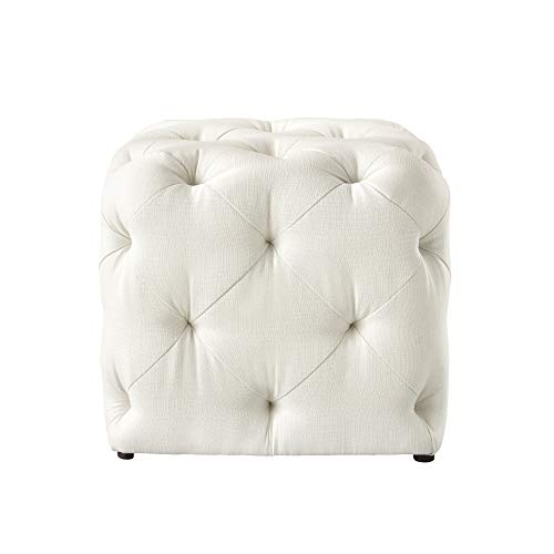 Angel Cream White Linen Ottoman #TOP4