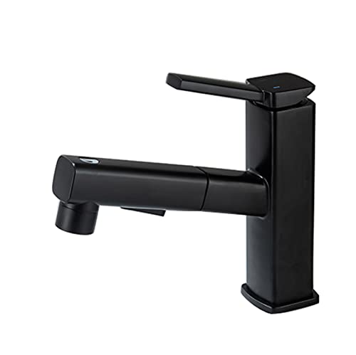 Robinet extractible noir de salle de bain mitigeur monotrou avec douchette