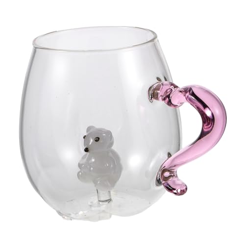 BRIGHTFUFU クリスマス限定 透明ガラスマグカップ ハート型ハンドル付き 内部