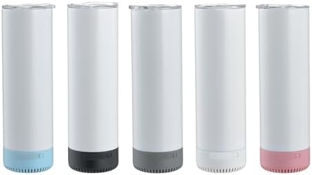 5Pack 20 oz Buletooth Sublimation Printed Speaker Tumbler Straight Skinny Double Wall With Lid (5colors 5pcs) image 4