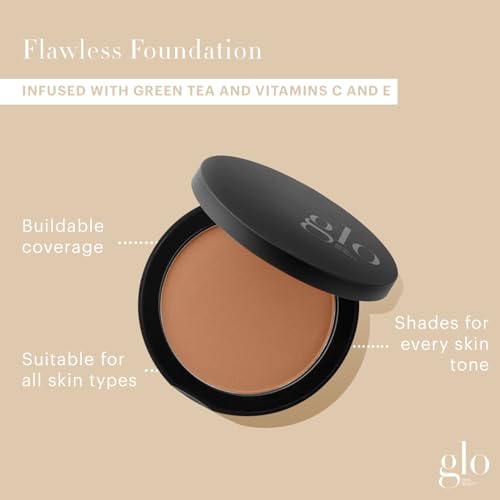 Glo Skin Beauty Pressed Base Powder Foundation Makeup (Tawny Medium) - Flawless Coverage for a Radiant Natural, Second-Skin Finish