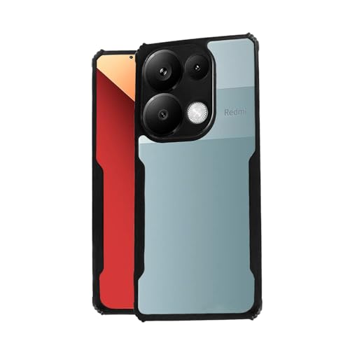 Image of AIBEX Crystal Clear Back Cover Case for Redmi Note 13 Pro 5G | 360 Degree Protection | Shock Proof Design | Transparent Back Cover Case (PC & TPU, Black Bumper)