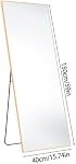 15.7"x59"Rectangle Floor Body Mirror Full Length Mirror with Stand Metal Thin Frame, Standing Hanging or Leaning Rectangle Floor Mirror Suitable for Living Room, Bedroom