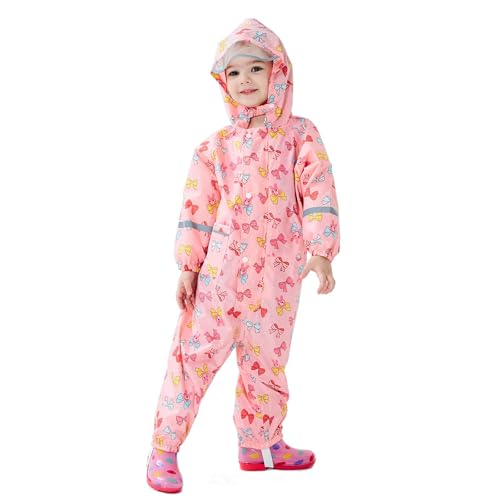 Kids Toddler Rain Suit for Boys Girls One Piece Raincoats Zipper Poncho Lightweight Waterproof Coverall Rain Jacket