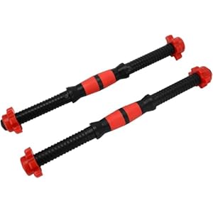 2 x Dumbbell Bars 40cm – Adjustable Weight Dumbbell Bar Set with Collars, Steel & ABS Construction for Home Gym Strength Training, Bodybuilding & Fitness (Black & Red)