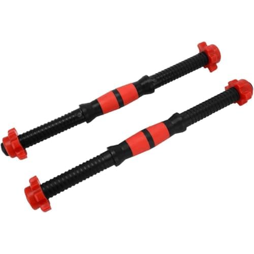 2 x Dumbbell Bars 40cm – Adjustable Weight Dumbbell Bar Set with Collars, Steel & ABS Construction for Home Gym Strength Training, Bodybuilding & Fitness (Black & Red)