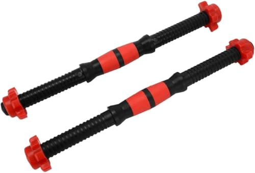 2 x Dumbbell Bars 40cm - Adjustable Weight Dumbbell Bar Set with Collars, Steel & ABS Construction for Home Gym Strength Training, Bodybuilding & Fitness (Black & Red)