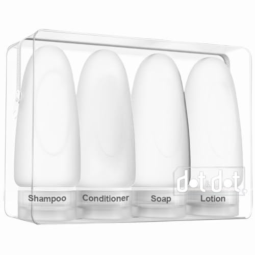 Image of Dot&Dot Leak Proof Travel Bottles - Tubes for Liquid TSA Approved 3oz Silicone Toiletries Travel Shampoo & Conditioner Containers with Labels