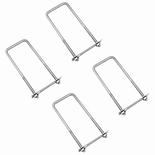 4 Sets 304 Stainless Steel Square U-Bolts 1-3/8"(35mm) Inner Width, 2.76"(70mm) Length Stainless with M6 Nuts, Frame Plate, Accessories for Automobiles Trailer, Boat Trailer Industrial Parts