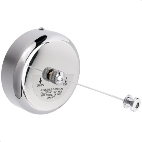 Varal de Parede Retrátil em Aço Inox Com Corda Nylon Recolhivel E...