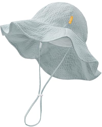 Image of HONGTEYA Baby Sun Hat Toddler Girl Beach Hat Sun Protection Adjustable Outdoor Summer Wide Brim Bucket Hat for Infant Kids