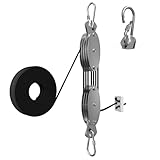 YATOINTO Upgraded Rope Hoist Pulley System, 530LB Pulley Block and Tackle, 7:1 Ratio Lifting Power 60ft, Pulley Block for Hunting Deer Hoist Kayak Lifting Objects Garage Warehouses Building