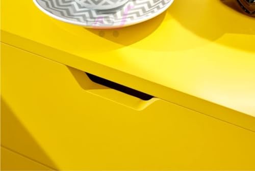 Image of Night Stand,End Table for Bed Nightstand with Drawers, Side Table with Storage, Solid Wood Table Legs,A Shaped Suitable for Small Spaces, Living Room, Bedroom, White (Yellow)