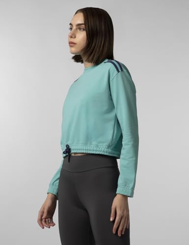 Image of FYLTR Women's Terry Crop Top - Full Sleeve | Elasticated Waist & Cuff | Boxy Fit | Stripe Detailing | Tops for Women Western | Women t Shirt
